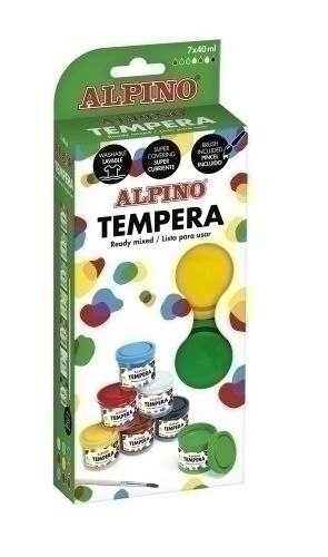 Tempera Alpino 40 Ml (Bote) Estuche de 7. Témperas escolares para niños .  La Superpapelería