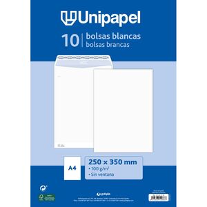 Paquete 10 Bolsas Blanca 100 Gr 250X350 Tira Silicona Unipapel