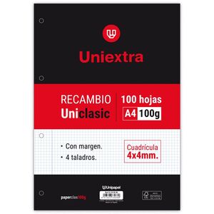 Recambio Uniextra 4X4 mm A4 100 Hj 100 Gr Uniclasic