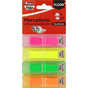 Marcadores Banderitas Adhesivas Traslucidas Fixo Colores Fluor 12X45 mm