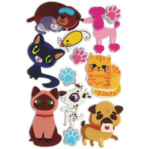 Set Figuras Goma Eva Adhesiva 3D Perros y Gatos