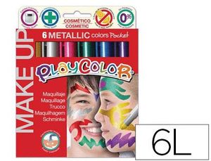 Barra de Maquillaje Playcolor Make Up Metallic Caja de 6 Colores Surtidos