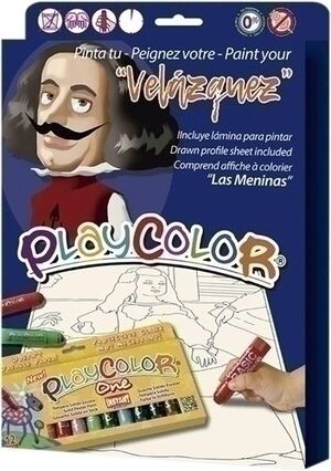 Tempera Instant Solida Playcolor One 10Gr. Pinta tu Velazquez Estuche de 12 Colores (Incluye Lamina para Pintar)