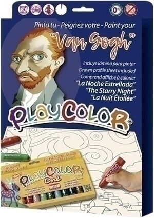 Tempera Instant Solida Playcolor One 10Gr. Pinta tu Van Gogh Estuche de 12 Colores (Incluye Lamina para Pintar)