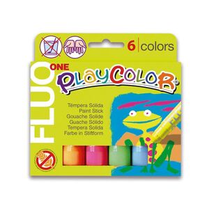Tempera Insta Solida Playcolor Fluor 10 Gr Caja 6 Colores Surtidos