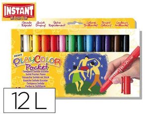 Tempera Solida en Barra Playcolor Pocket Escolar Caja de 12 Colores Surtidos