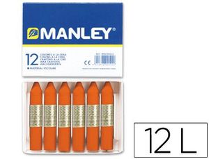 Caja 12 Ceras Manley Unicolor Naranja Nº 6