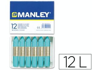 Caja 12 Ceras Manley Unicolor Azul Turquesa Nº 16