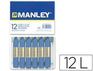 Caja 12 Ceras Manley Unicolor Azul Ultramar Nº 18