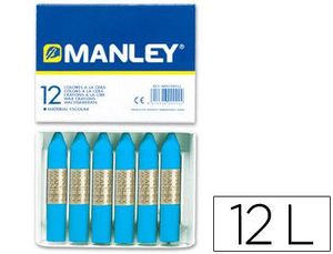 Caja 12 Ceras Manley Unicolor Azul Cobalto Nº 20