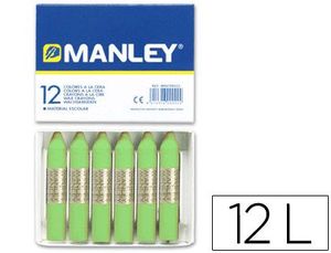 Caja 12 Ceras Manley Unicolor Verde Amarillento Nº 22