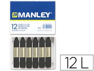 Caja 12 Ceras Manley Unicolor Negro Nº 30
