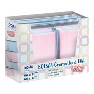 Bolsa Cremallera Eva Soft Pastel A4 Rosa