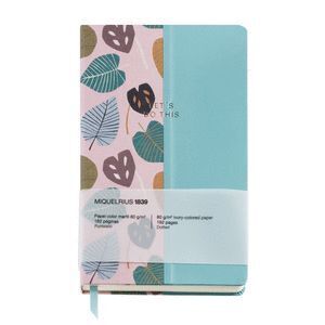 Cuaderno Rigido Liso A5 Book Hojas Otoño Rosa y Azul Mr
