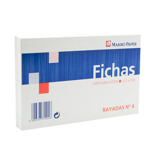 Fichas Rayadas Makro Paper 125 mm X 200 mm Nº 4 100 Hojas