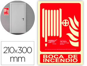 Pictograma Archivo 2000 Boca de Incendio Pvc Rojo Luminiscente 210X300 mm