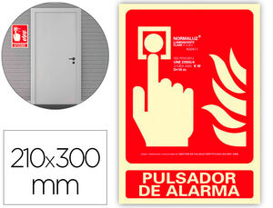 Pictograma Archivo 2000 Pulsador de Alarma Pvc Rojo Luminiscente 210X300 mm