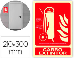 Pictograma Archivo 2000 Carro Extintor Pvc Rojo Luminiscente 210X300 mm