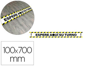 Pictograma Archivo 2000 Espere Su Turno Mantega la Distancia de Seguridad Vinilo Adhesivo Amarillo 100X700 mm