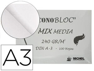 Bloc Dibujo Multitecnicas Michel Econobloc Mix Media Din A3 Encolado 100 Hojas 240 Gr 297X420 mm