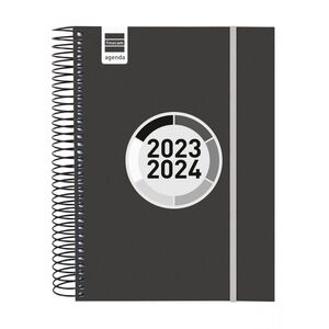 Agenda Espiral Escolar Finocam E10 Dia Pagina Label Negro 2023/2024