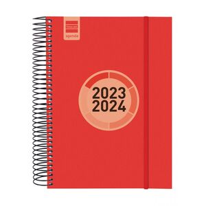Agenda Espiral Escolar Finocam E10 Dia Pagina Label Rojo 2023/2024