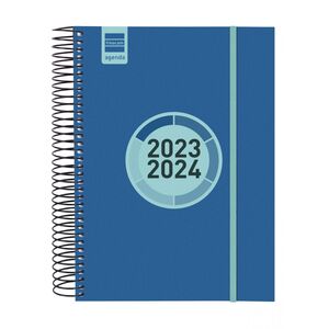 Agenda Espiral Escolar Finocam E10 Dia Pagina Label Azul Cobalto 2023/2024