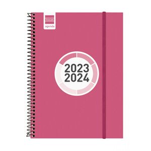 Agenda Espiral Escolar Finocam E10 Dia Pagina Label Rosa 2023/2024