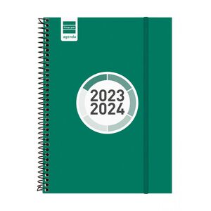 Agenda Espiral Escolar Finocam E10 Dia Pagina Label Verde 2023/2024