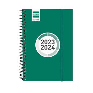 Agenda Espiral Escolar Finocam E8 Dia Pagina Label Verde 2023/2024