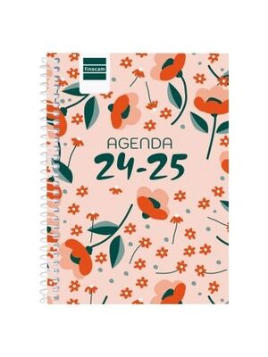 Agenda Espiral Escolar Finocam 8º Semana Vista Horizontal Cool Floral 2024/2025