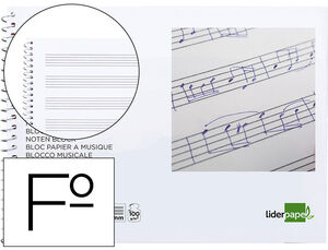 Bloc Musica Liderpapel Pentagrama 3Mm Folio Apaisado 20 Hojas 100G/m2