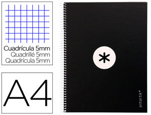 Cuaderno Espiral 5X5 mm A4 Antartik Micro 80 Hj 90 Gr Negro