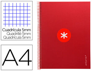 Cuaderno Espiral 5X5 mm A4 Antartik Micro 80 Hj 90 Gr Frambuesa