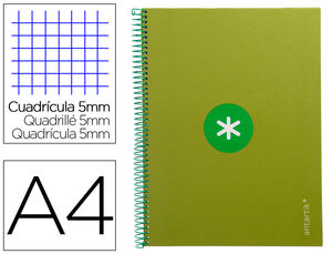 Cuaderno Espiral 5X5 mm A4 Antartik Micro 80 Hj 90 Gr Verde