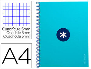 Cuaderno Espiral 5X5 mm A4 Antartik Micro 80 Hj 90 Gr Turquesa