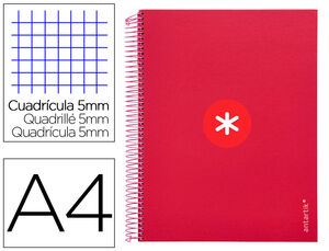 Cuaderno Espiral 5X5 mm A4 Antartik Micro 120 Hj 100 Gr Frambuesa