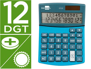 Calculadora Liderpapel Sobremesa Xf28 12 Digitos Doble Linea Costes Ventas Margen y Tasas Solar y Pilas