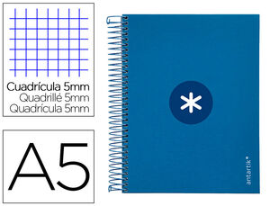 Cuaderno Espiral 5X5 mm A5 Antartik Micro 120 Hj 100 Gr Azul Oscuro
