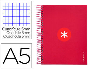 Cuaderno Espiral 5X5 mm A5 Antartik Micro 120 Hj 100 Gr Frambuesa