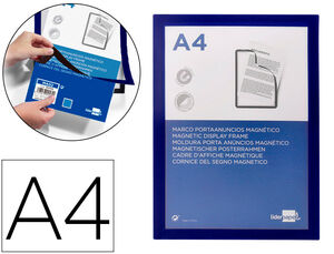 Marco Porta Anuncios Liderpapel Magnetico Din A4 Dorso Adhesivo Removible Color Azul