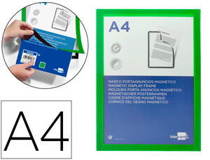 Marco Porta Anuncios Liderpapel Magnetico Din A4 Dorso Adhesivo Removible Color Verde