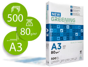 Papel Fotocopiadora Greening Din A3 80 Gramos Paquete de 500 Hojas