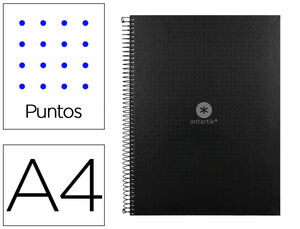 Cuaderno Espiral Puntos A4 Micro Antartik 80 Hj 90 Gr 1 Banda 4 Taladros Negro