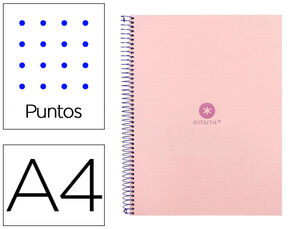Cuaderno Espiral Puntos A4 Micro Antartik 80 Hj 90 Gr 1 Banda 4 Taladros Rosa