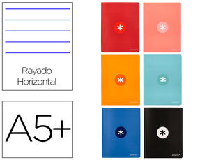 Cuaderno Cosido Horizontal A5+ Antartik 48 Hojas 90 Gr 6 Colores Surtidos