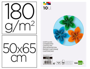 Cartulina Liderpapel 50X65 cm 180G/m2 10 Colores Surtidos Paquete de 10 Hojas
