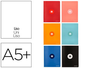 Cuaderno Cosido Liso A5+ Antartik 48 Hojas 90 Gr 6 Colores Surtidos