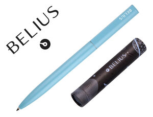 Boligrafo Belius Rocket B Aluminio Diseño Minimalista Azul Caja Cilindrica Tinta Azul