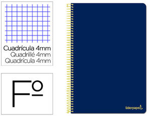 Cuaderno Espiral Liderpapel Folio Smart Tapa Blanda 80H 60Gr Cuadro 4Mm con Margen Color Azul Oscuro